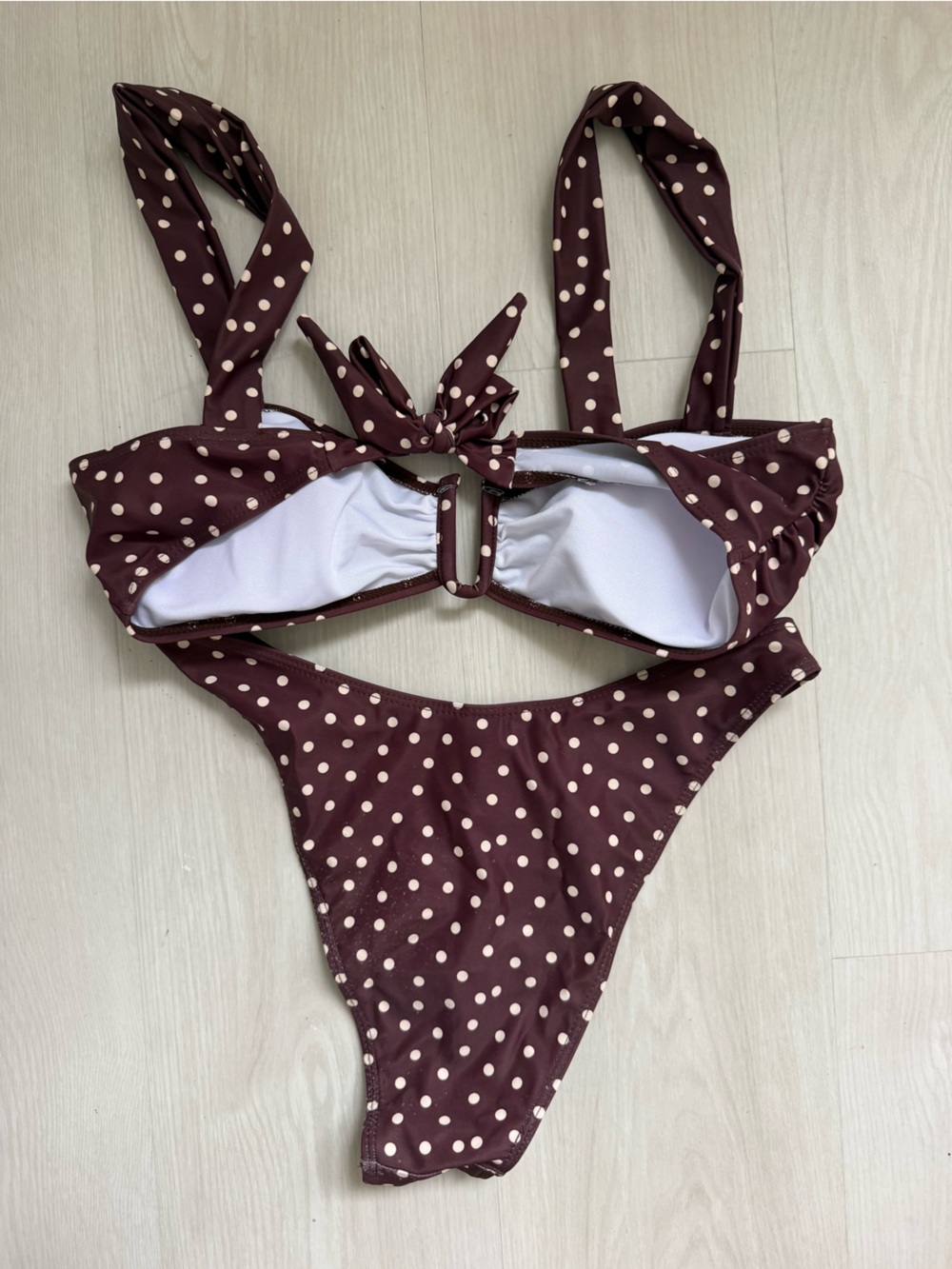 Boutique Brown Polka Dot Cutout Bikini Set - Picture 2 of 5
